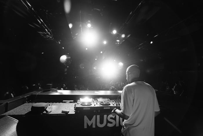 Black and white behind the MUSIC booth